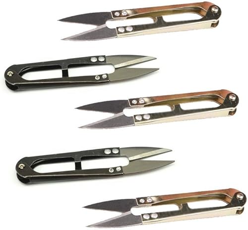 yueton Paquete de 5 tijeras de costura para manualidades, tijeras en forma de U, cortador de hilo para bordar, hilo de bordado, tijeras para