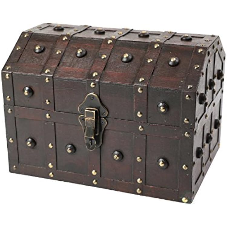 Black Vintage Caribbean Pirate Chest with Decorative Nailed Design