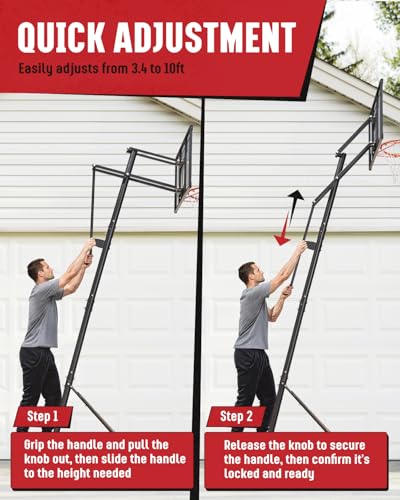 Image of Seray Basketball Hoop 40Inch Shatterproof Backboard, 3.4-10FT Height Adjustable, Rust-Resistant Poolside Goal with Rebounder, Portable Court for Kids Teens Adults, Indoor & Outdoor 18 inch Steel Rim
