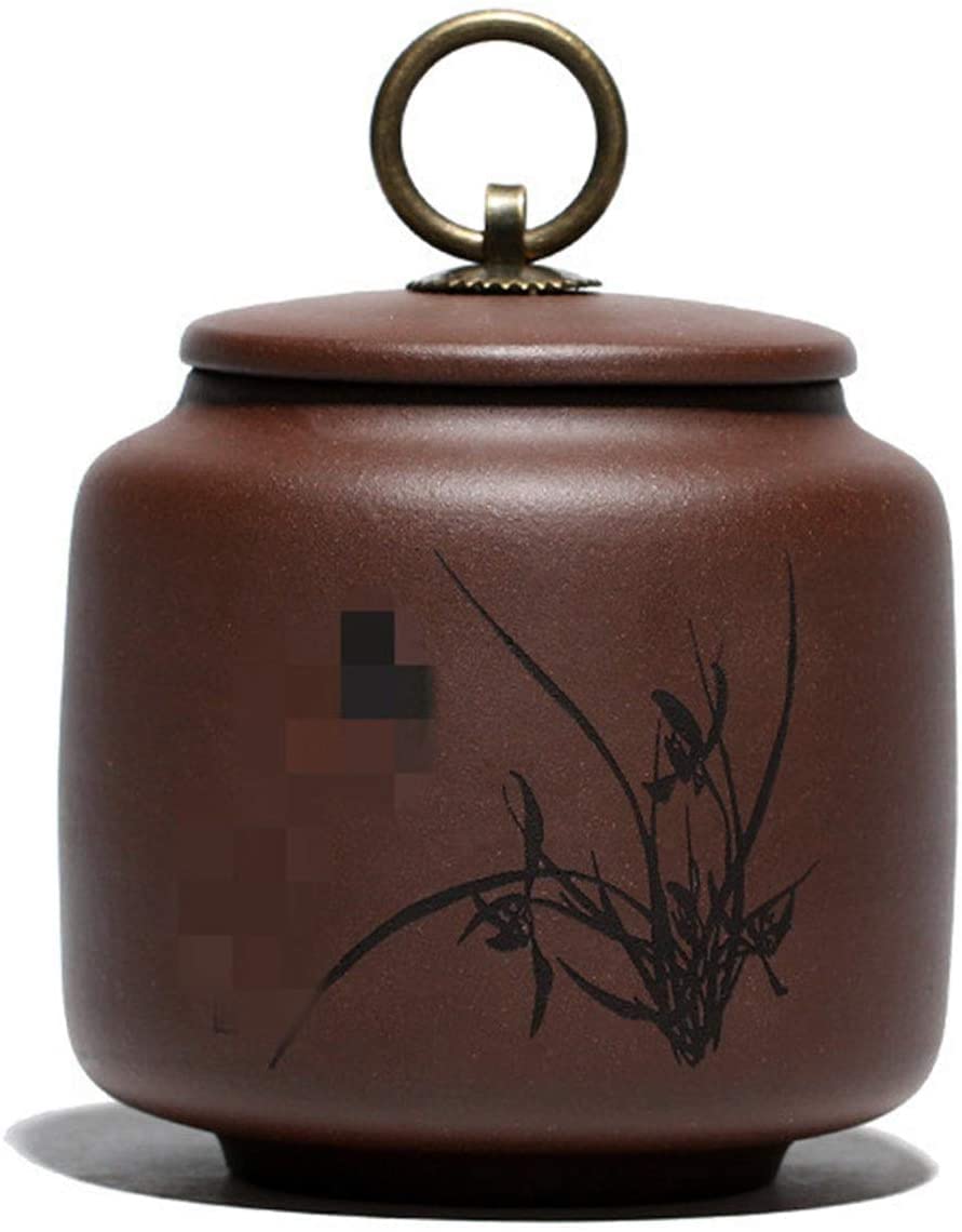 bnjlSDATwr ceramic jar， Ceramic Tea Jar,Jars Containers,Kitchen Food Storage Canister,Purple Clay Orchid Caddy Small Creative for(Bruin)