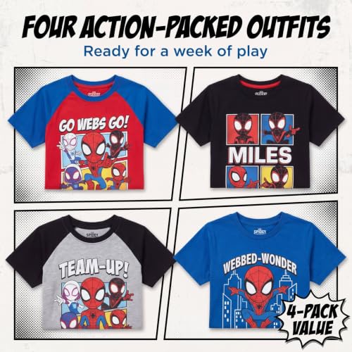 Marvel Spidey and His Amazing Friends Spider-Man Miles Morales Ghost-Spider Toddler Boys 4 Pack T-Shirts 3T - image 3