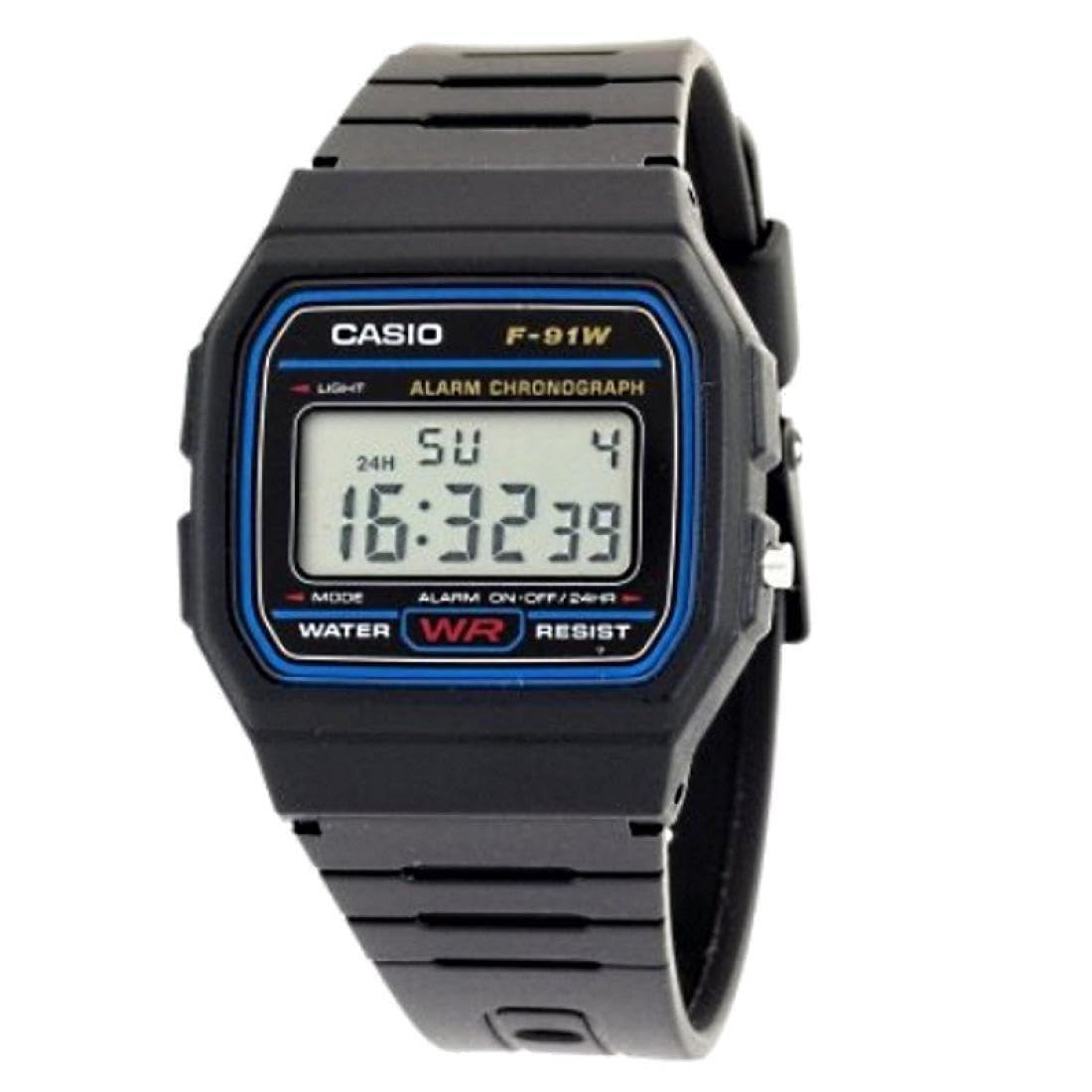 F-91W-1YEG Digital Wrist Watch, Black, Minimalist