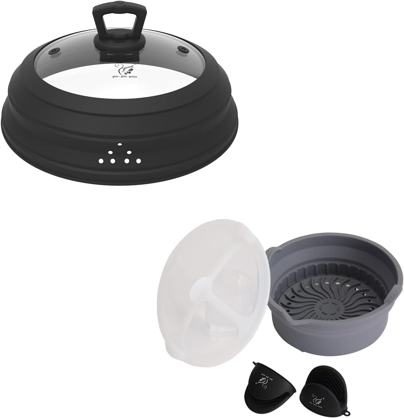 Microwave Splatter Cover 10.5" Vented Glass Cover and Air