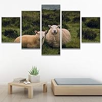 SIGNWIN 5 Panel Canvas Wall Art Animals Farmhouse/Country Fun Group Multicolor for Home Decorations Ready to Hang - 60