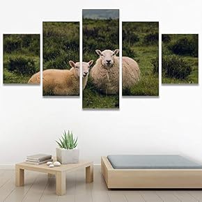 SIGNWIN 5 Panel Canvas Wall Art Animals Farmhouse/Country...