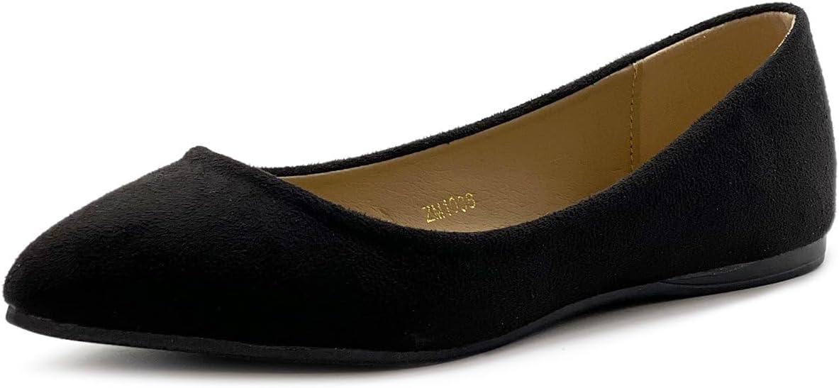 Ollio Women's Ballet Comfort Light Faux Suede Multi Color Shoe Flat ZM1038(6 B(M) US, Black)