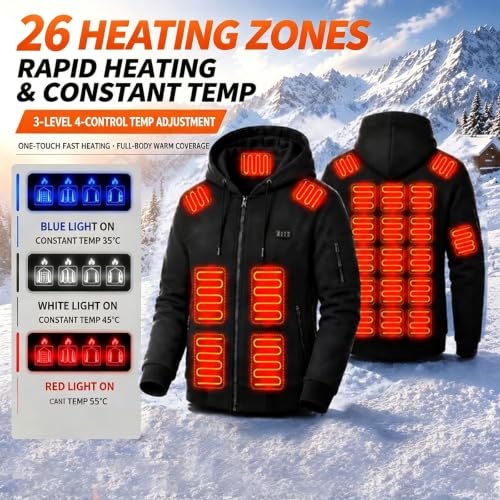 Heated Jacket for Men Women Hooded Coat Battery Pack Not Included - image 3
