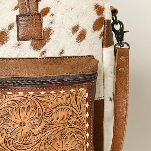 American Darling Briefcase Hair On Hand Tooled Genuine Leather Western Women Bag | Handbag Weekend Travel Bags for3