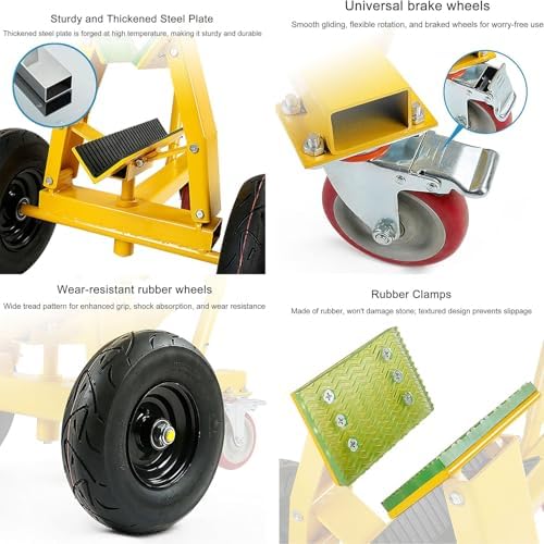 Carrello resistente per marmo, lastre e porte in pietra, carrello per movimentazione materiali con manico staccabile, presa sicura