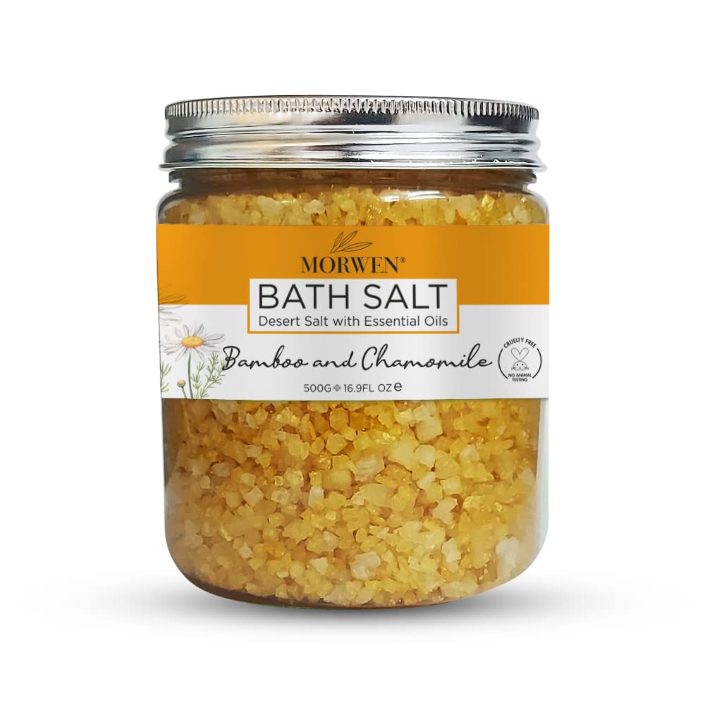 Morwen Bath Salt Bamboo and Chamomile, Desert salt with essential oil, Home, Spa and Professional use, 500gm (Pack of 1)