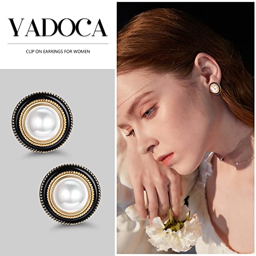 YADOCA 12 Pairs Clip On Earrings for Women Clip Earrings Non Pierced Earrings CZ Flower Twist Knot Simulated Pearl Clip On Earrings Sets3