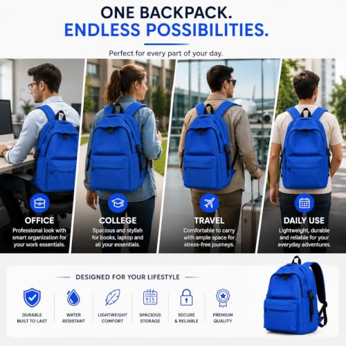 Image of 30L Waterproof 14 Inch Laptop Backpack for School, College, Office, Travel and Hiking Spacious Lightweight Daypack with Multi-Compartment Storage for Men and Women
