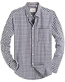 Alimens & Gentle Mens Solid Oxford Shirt Long Sleeve Button Down Shirts with Pocket Plaid-black White