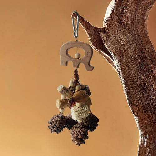 Bird Toy for Parrots, Chewing Toy for Birds, Parrot Toy with Pinecones, Hanging Bird Toys, Bird Chew Toy for Parrots, Wooden Bird Hanging Toy, Small Medium Bird Toy, Parrot Playtime Toy - Afbeelding 5