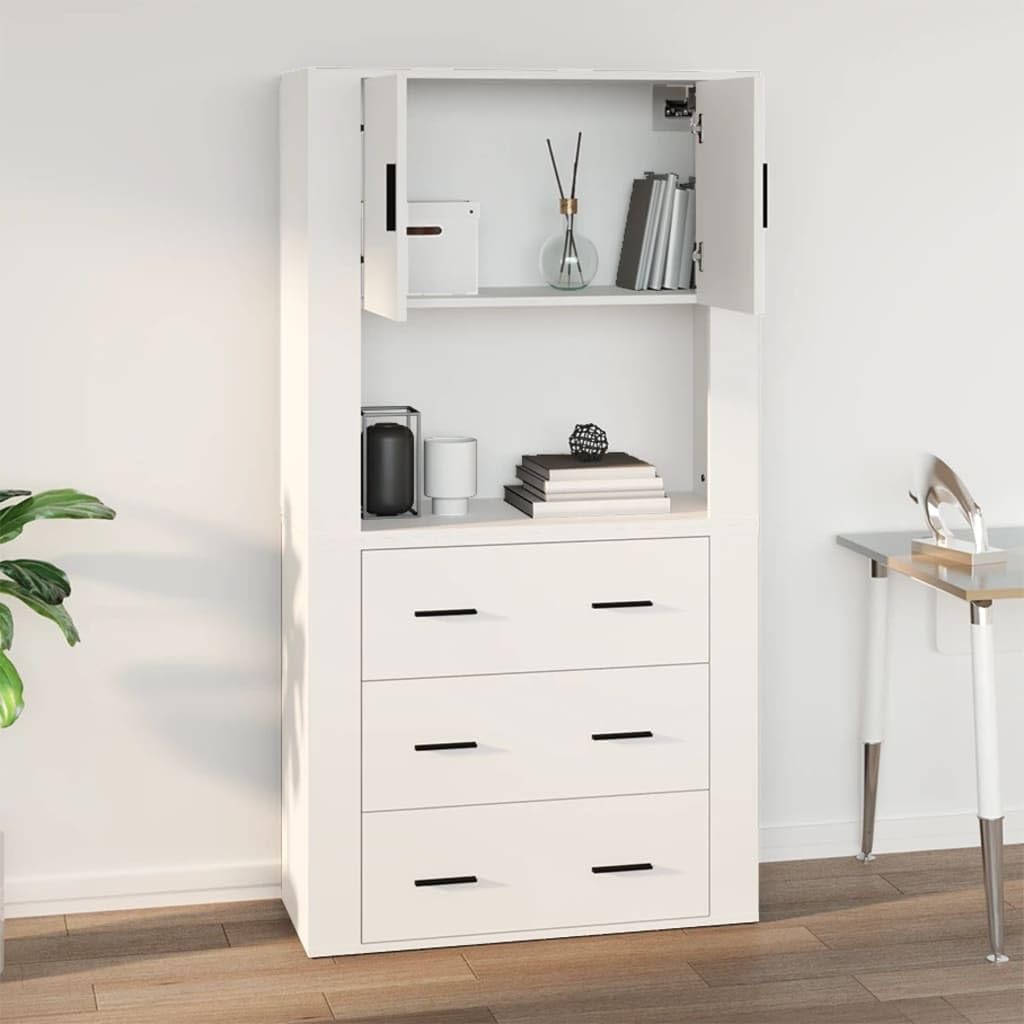vidaXL Wandschrank, Hängeschrank mit viel Stauraum, Aufsatz für Schrank Sideboard, Schwebeschrank Beistellschrank Schwebend, Weiß Holzwerkstoff