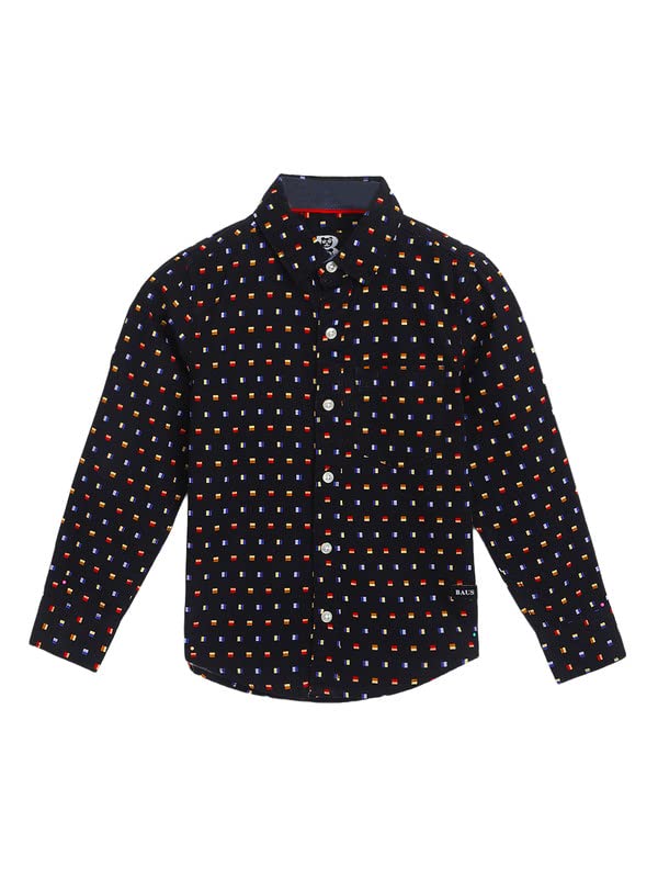 BAUS Cotton Casual Slim Fit Full Sleeve Shirt for Boys (Dark Blue)