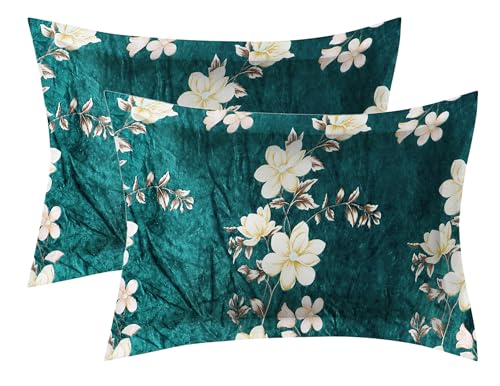 Image of Premium Elastic Fitted Warm bedsheets for Winter for Double Bed, Elastic Fitted Winter bedsheets for King Size Bed with 2 Pillow Covers, Size - 72 x 78 Inches (Green)