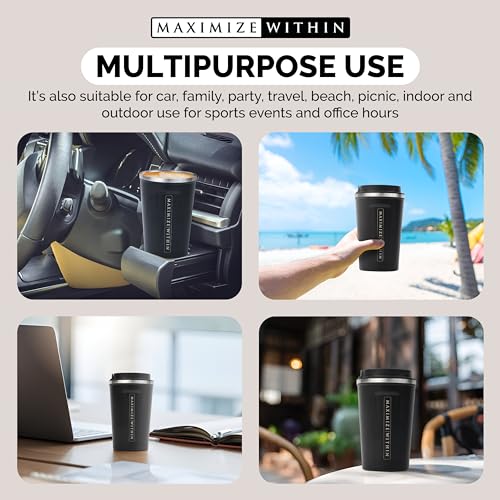 Maximize Within Caneca de viagem reutilizável de aço inoxidável de 340 g isolada a vácuo com tampa s