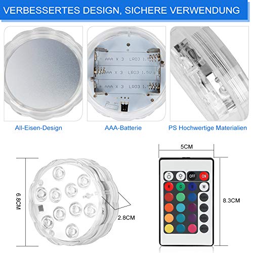 Sanfant Poolbeleuchtung Unterwasser, Magnetisch Wasserdichtes Unterwasser Licht, 13 LEDs RGB Farbwechsel, Unterwasser… – Bild 6