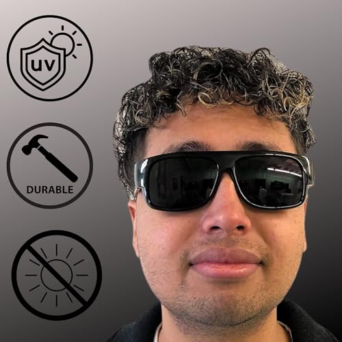 ShadyVEU Oval Flat Top Locs Style Sunglasses UV Protection Black Dark Lens Vintage Eazy E Old School Gangsta OG Large Shades4