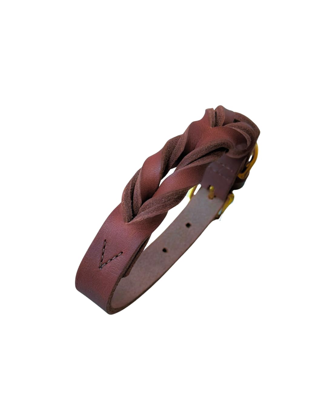 Hundehalsband Abby - Weiches Fettleder - Geflochten - Made in Germany - Kastanienbraun L (45-52,5cm Halsumfang, 2,7cm breit)
