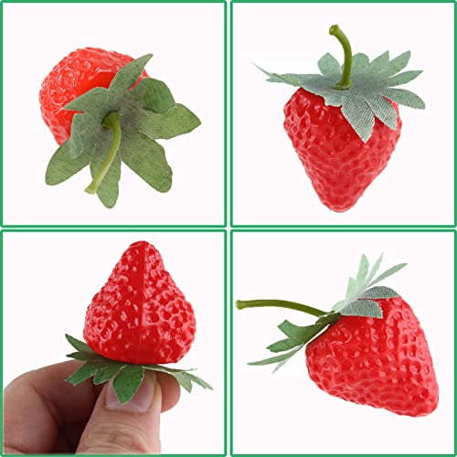Eorta 20 Pieces Artificial Strawberries Simulation Red Strawberries Fake Lifelike Fruit For Home Decoration, Photography Prop, Basket Display, Small-3.5 Cm #TOP2