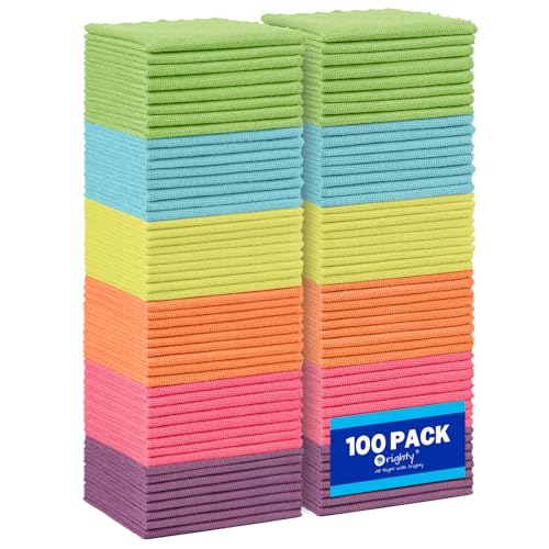 Orighty Mikrofaser-Reinigungstuch, 100 Stück, sehr saugfähig, fusselfrei, Küchentücher, Reinigungstücher, Mikrofaser-Handtücher für Autos, Haus, Fenster, 30,5 x 27,9 cm
