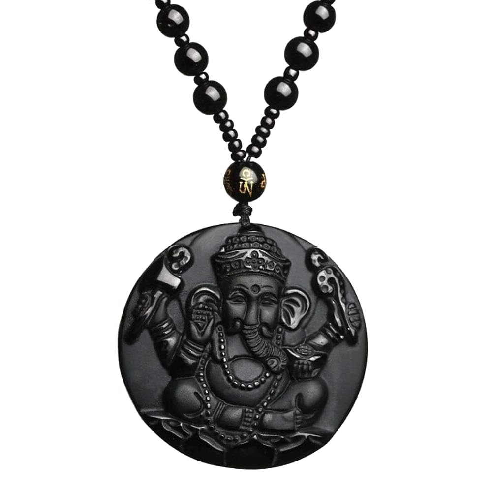 mudtale Elegant Divine Lord Ganesha Lucky Charm for Good Luck Spiritual Jewelry Black Beaded Chain Necklace Pendant Locket for Men and Women Boys and Girls Gift for Girlfriend Boyfriend Friends Family-picture-30