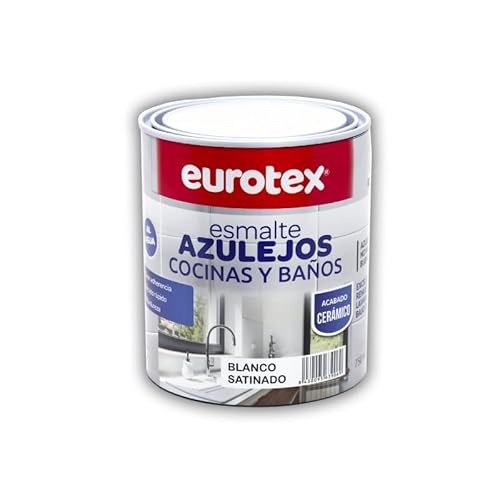 EUROTEX Tinta para azulejos de água com muito boa aderência sem primário - Disponível numa grande variedade de cores - em brilhante ou acetinado - formato de 750 ml (cinzento cimento acetinado)