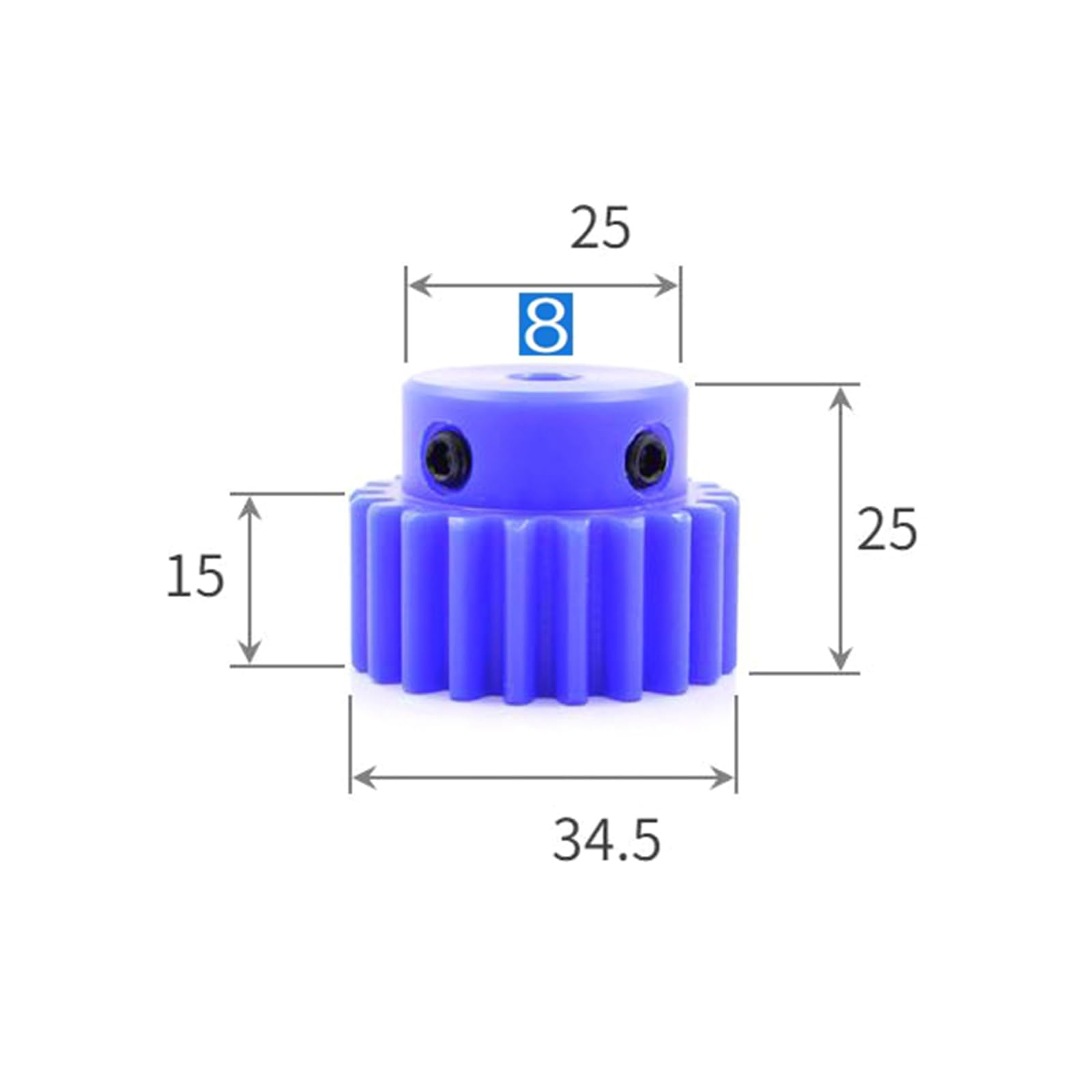 1 pièce 1.5 Modules 12-60T Engrenage droit en Nylon bleu, avec patron étagé pour moteur, Alésage 8mm
