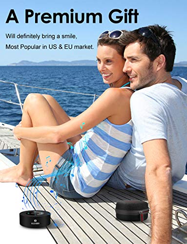 XLEADER SoundAngel (2 Gen) 5W Louder Bluetooth Speaker with Waterproof Case, 15h Music, Smart Touch Design, Perfect Portable Wireless Bluetooth Speaker for iPhone Tablet Laptop PC Shower, Black