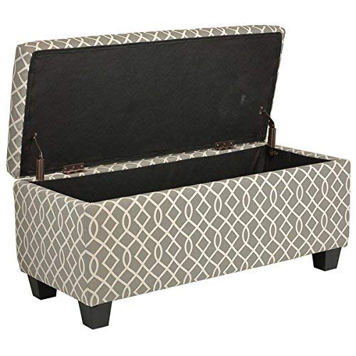 Cortesi Home Kiki Fabric Storage Long Bench Ottoman, Grey
