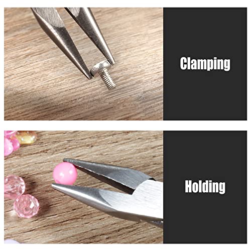 Image of 5 Inch Long Nose Pliers Smooth Jaws Chain Nose Pliers with Spring Jewelry Making Pliers Handcraft Beading Repair Tool Mini Professional Handcraft Tools for Jewelry Making Crafting