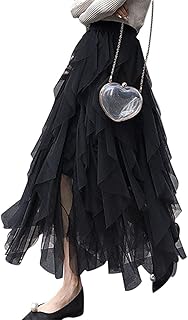 Gonna Lunga in Tulle Donna Gonne Lunghe a Pieghe Donna Gonna Maxi Lunga Gonna Elegante a Vita Alta