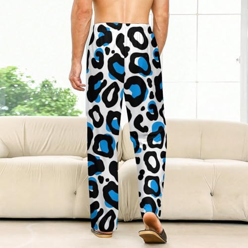 Leopard Comfy Casual Pajama Pants,Print Drawstring Palazzo Lounge Pants Wide Leg2