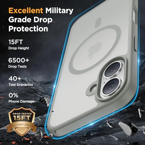 Image of Miracase Magnetic Series for iPhone 16 Case [Compatible with MagSafe] Military-Grade Protection, Anti-Fingerprint, Slim Phone Case for iPhone 16 6.1 inch - Grey