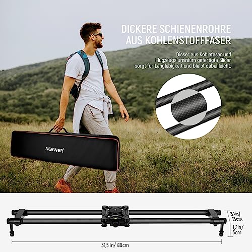 Kamera-Slider Neewer 31,5 Zoll Kohlefaser für stabile Aufnahmen