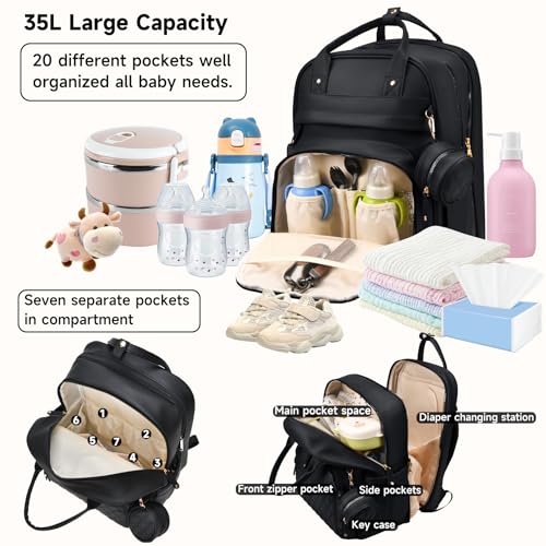ANWTOTU Leather Baby Diaper Bags with Changing Station(Black) by ANWTOTU - Used condition - Image 3