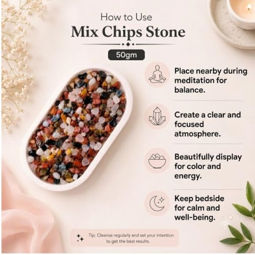Image of Healing Crystal Chips for Vastu Natural Multi Color Chips Stone 50 Gm Multi Color Crystal Stone Chips Dust Raw Rough Stone for Reiki Healing Meditation