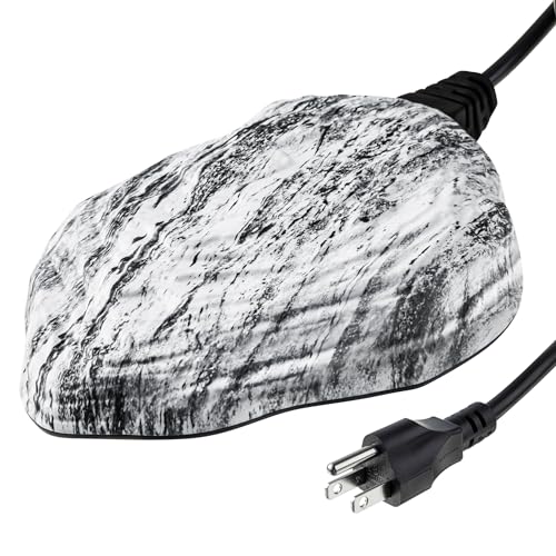 Saillong Bird Bath Deicer Heated Rock, 80W Submersible Utility Decorative De Icer, Thermostatic Controlled Winter Water Heater with Aluminum Base for Outdoor Bird, Chicken, Duck(1 Pack,White)