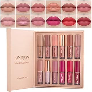 12 Colors Matte Liquid Lipstick Nude Set Velvet Long-Lasting Waterproof Non-Stick Cup Not Fade Shimmer Lip Gloss Red Lipstick Set Gift For Women