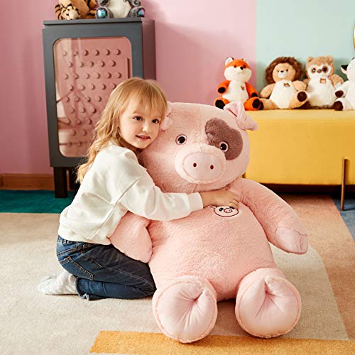 Ikasa Giant Pig Stuffed Animal Jumbo Pig Plush Toy - Soft Toy Large Cute Huge Jumbo Kawaii Fluffy Plushy Big Size Pig Fat Oversized Plushie - Gifts For Kids Girls Boys (Pink, 30 Inches) #TOP5