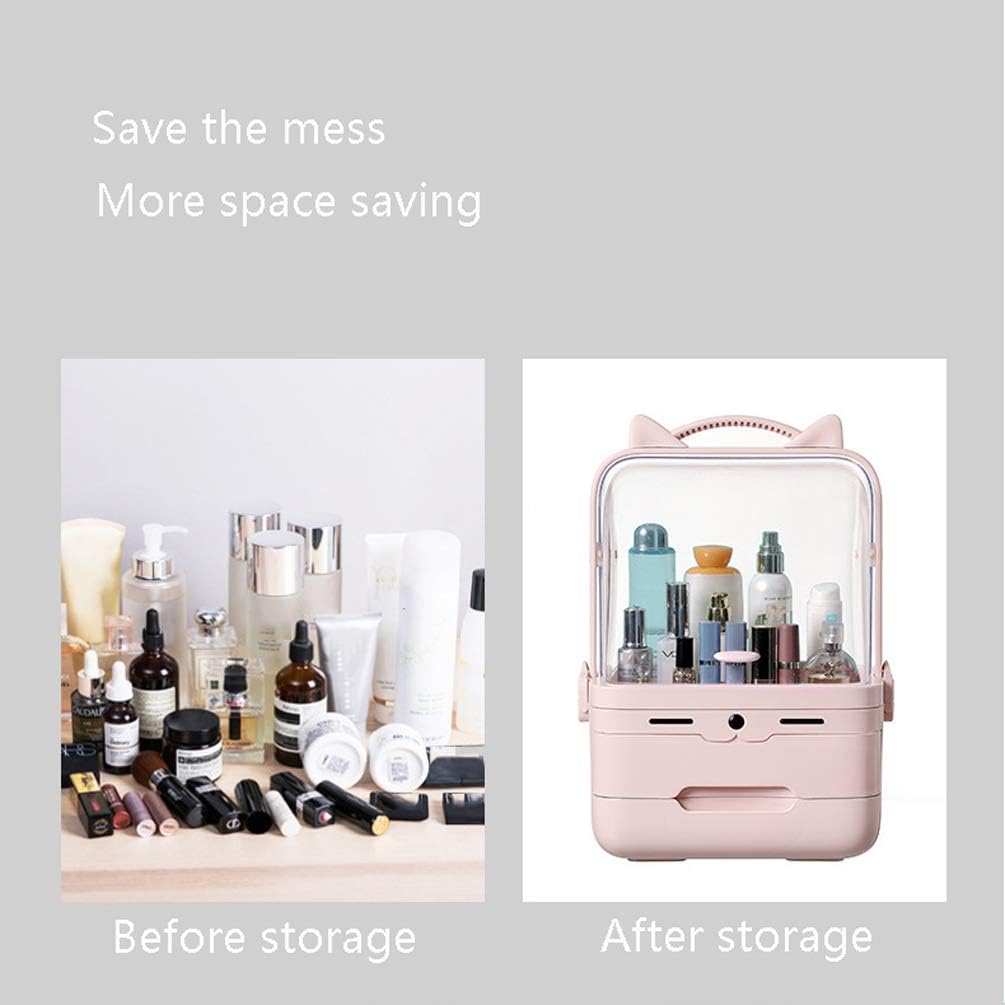 Makeup Organiser with Mirror,Waterproof Dust-Proof Cosmetic Perfumes Storage Box,Large Capacity Cosmetic Organizer Box with Drawers,Dresser Bedroom Bathroom
