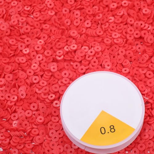 Yochus 4000pcs Red Clay Beads for Jewelry Making6mm Heishi Polymer Flat Round Disc Spacer Beads for Bracelet Necklace Earring DIY Craft
