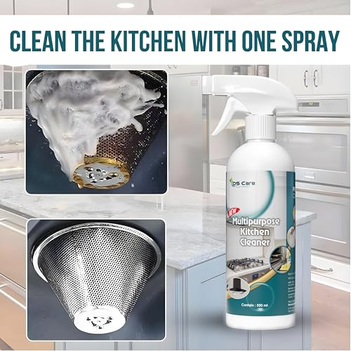 Image of DS CARE Multipurpose Kitchen Cleaner, Heavy-Duty Degreaser Spray for Removing Grease, Soot and Residue, Non-Toxic Formula, Safe for All Surfaces, 500 ml by UNIDSC