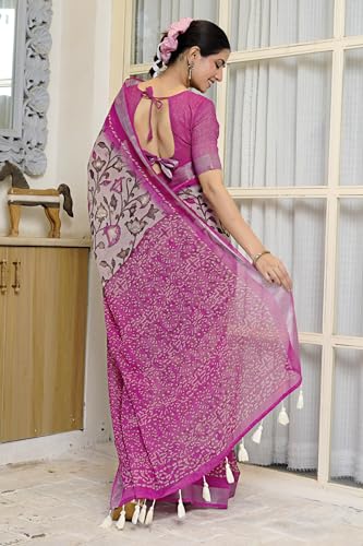 Image of MIRCHI FASHION Saree for Woman Cotton Blend Printed | Traditional Ethnic Sari for Ceremonial Use and Farewell with Blouse Piece