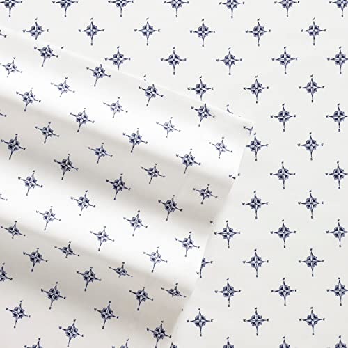 Image of Poppy & Fritz - Full Sheets, Cotton Percale Bedding Set, Crisp & Cool, Lightweight Home Decor (Compass, Full) (Pack of 2)