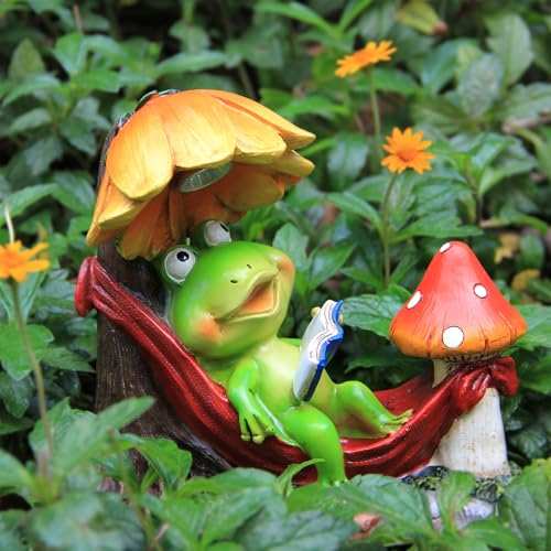 Leekung Solar Frog Garden Decor,Frog Figurine Outdoor Decor for Patio Yard - Image 4