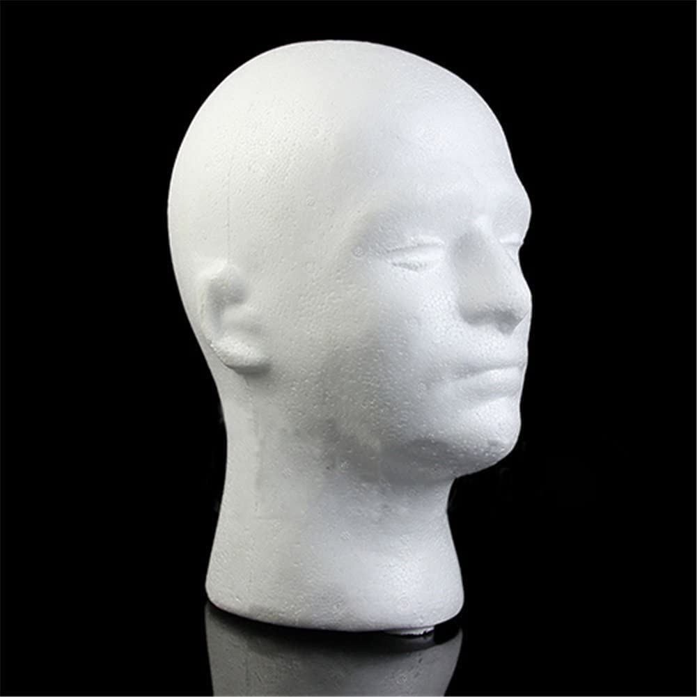 Testa in Polistirolo Bianco da Uomo | Espositore per Parrucca, Cappello, Casco o Occhiali | Leggera e Resistente