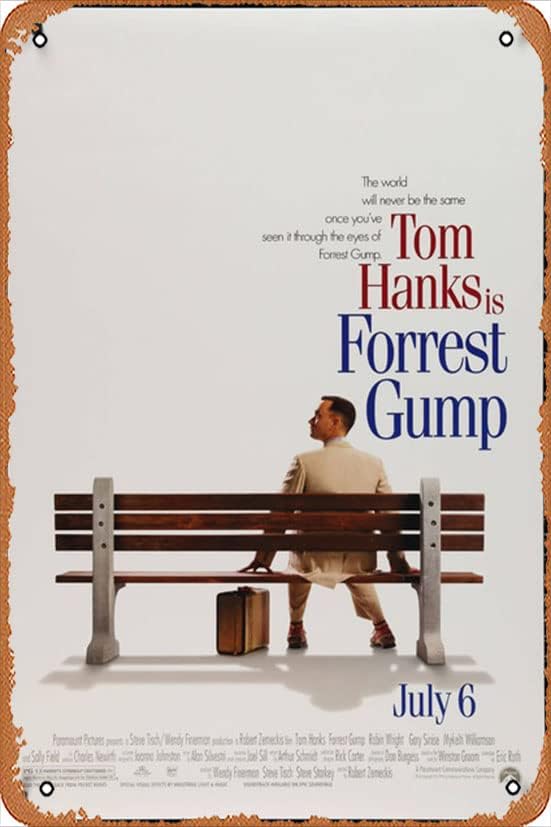 Póster de la película Forrest Gump, letreros de metal de estaño, arte de pared vintage, el mejor regalo, arte retro para baño, letrero de metal,